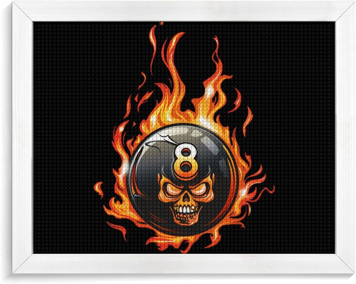 Angry Skull Face 8 Billiard Ball Printed Diamond 5D Painting Kits DIY Full Drill Crafts for Home Wall Decor 16x20 Inch White Wood 50 * 40cm