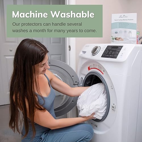 Miniatura 5 de Sweet Zzz Protector de colchón Tencel natural 100% impermeable, duradero, bolsillos profundos de 15 pulgadas, lavable a máquina, ropa de cama de