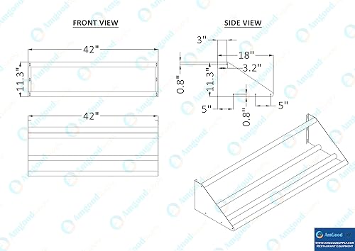 Miniatura 4 de AmGood Estante tubular de vidrio de acero inoxidable de 42 pulgadas. Capacidad para 2 escurridores. NSF.