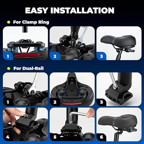 Miniatura 7 de ROCKBROS Asiento de bicicleta cómodo para bicicleta de montaña, accesorios para hombres y mujeres, cojín de asiento de bicicleta ancho suave con