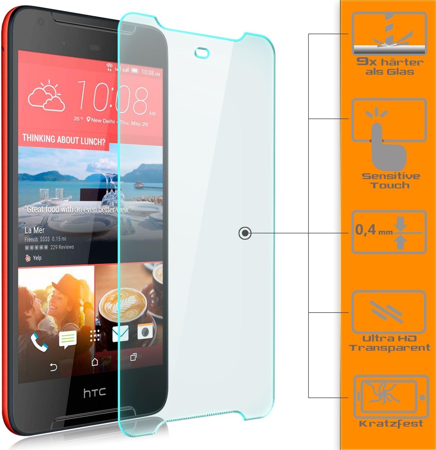1 x screen protector glass for HTC Desire 628 Dual SIM