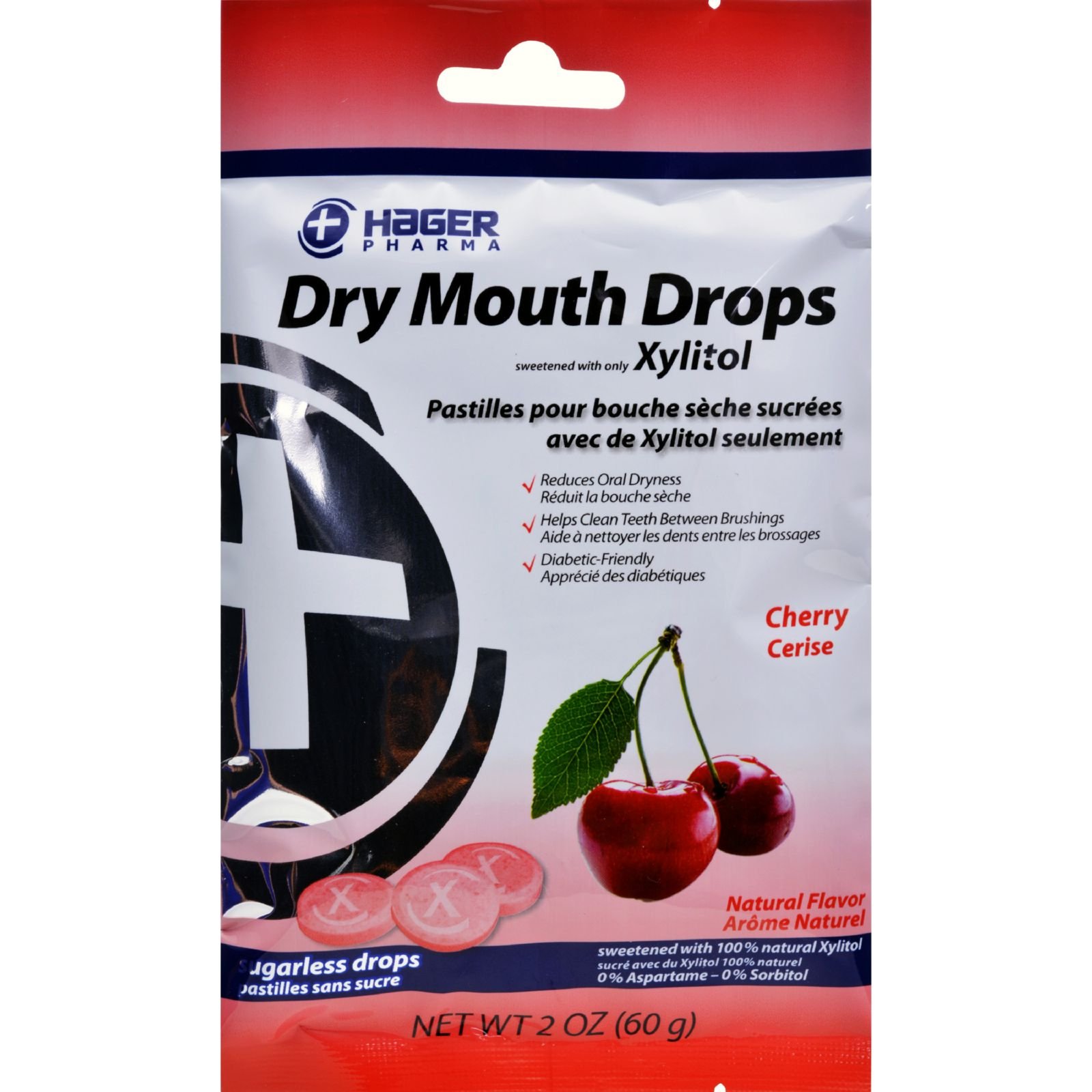 Hager Pharma Dry Mouth Drops - Cherry - 2 oz (Pack of 2)