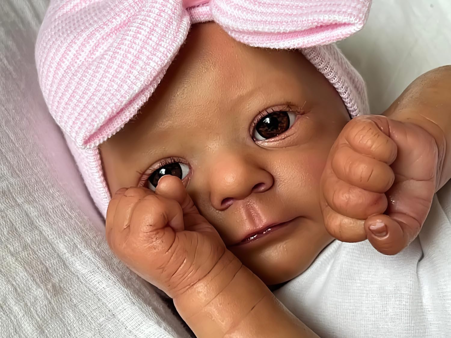 18 Inch Realistic Baby Doll African American Reborn Doll Lifelike Newborn Cuddly Dolls Hand Painted Hair Body Nursery Gift