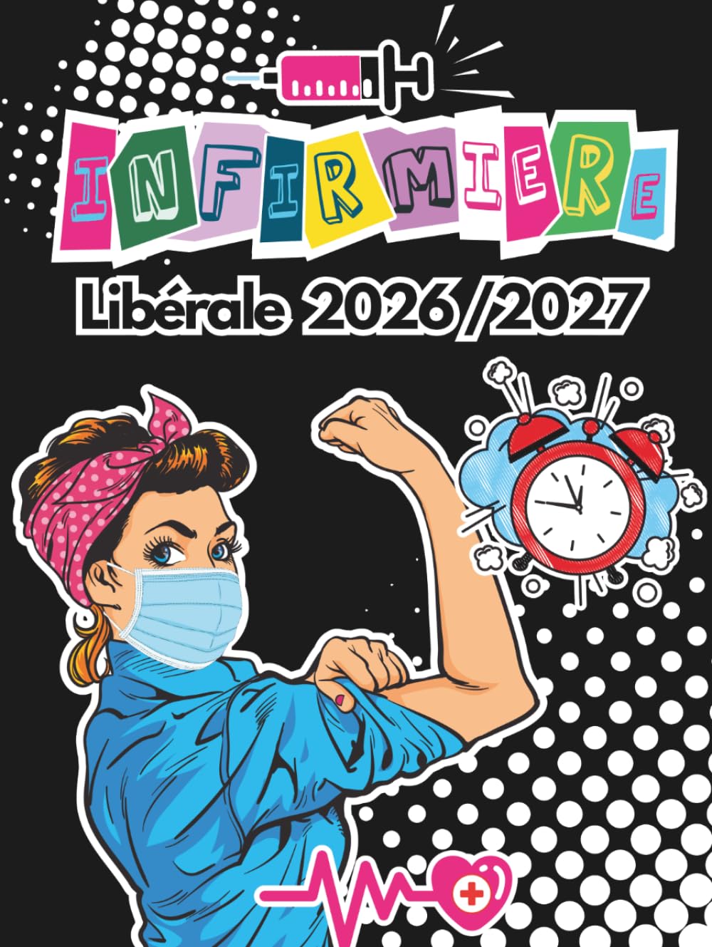 Agenda Infirmière Libérale: Organisateur de tournée,grand format,1jour/page,intérieur noir et blanc,de 5h à 21h45,toutes les 15min,+RDV patients+km+CA+bilan comptable