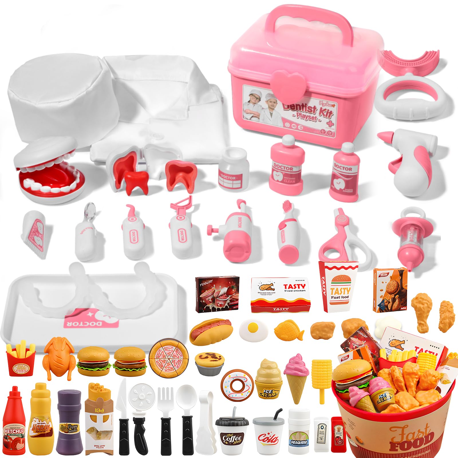 Toys for 3 4 5 Year Old Boy Girl Christmas Bithday Gift-Pretend Play Doctor Kit for Kids and Food Toy for Kids