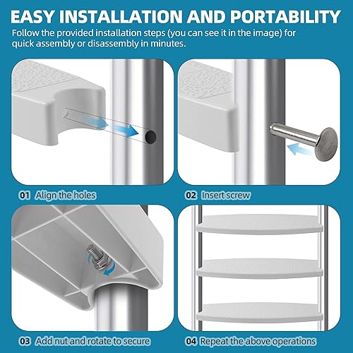 Vista 15 de TonGass Escalera universal para piscina de 18 pulgadas (paquete de 3) de repuesto con pernos de acero inoxidable compatible con piscinas enterradas