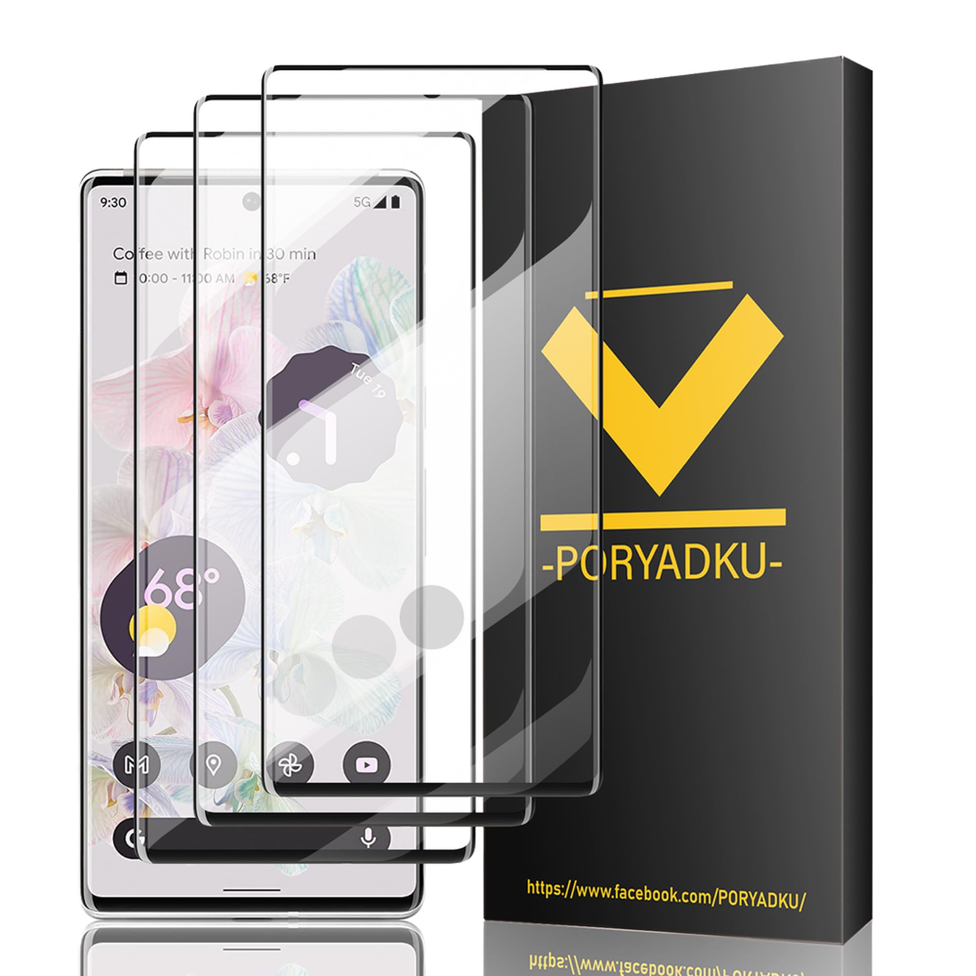 3 Pack Tempered Glass For Google Pixel 6 Pro Screen Protector[3 Pcs], 9H hardness Scratch resistant, Fingerprint Compatible with Pixel 6 Pro 5G Glass Screen Protector