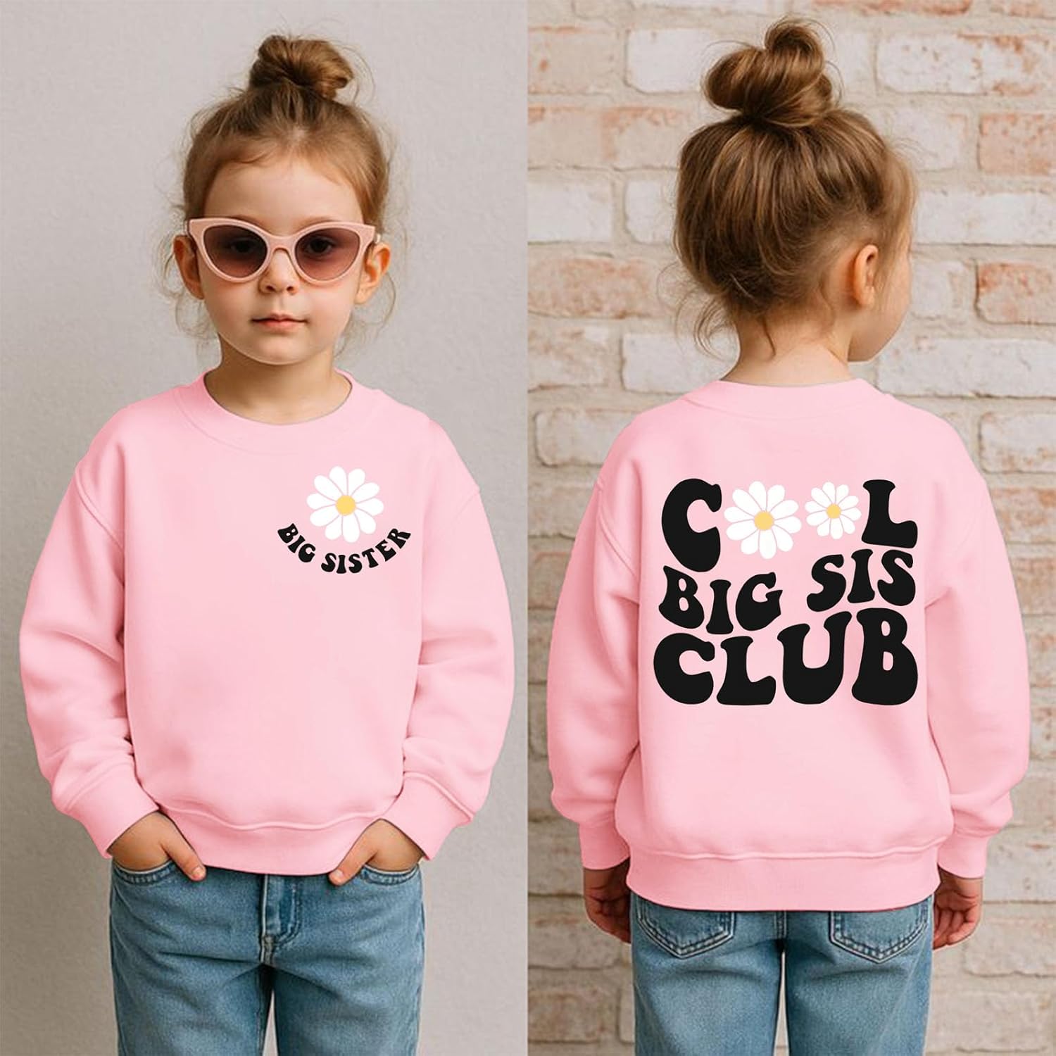 Big Sister Sweatshirt Toddler Girl Cool Big Sis Club Shirt Baby Announcement Pullover Crewneck Clothes - Image 4