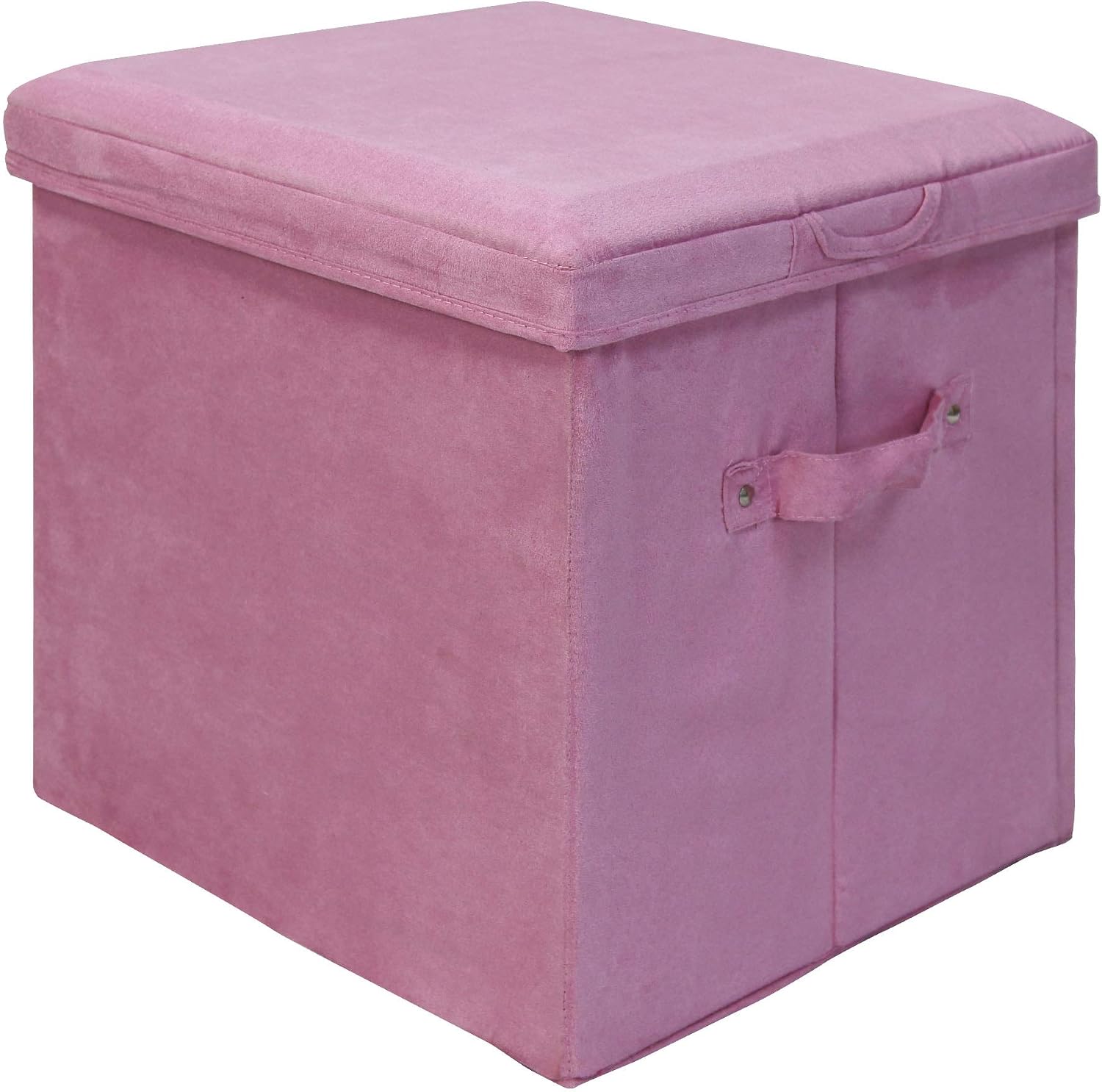 Casual Home Seat Pad Folding Storage Ottoman. Micro Suede Cover, Pink