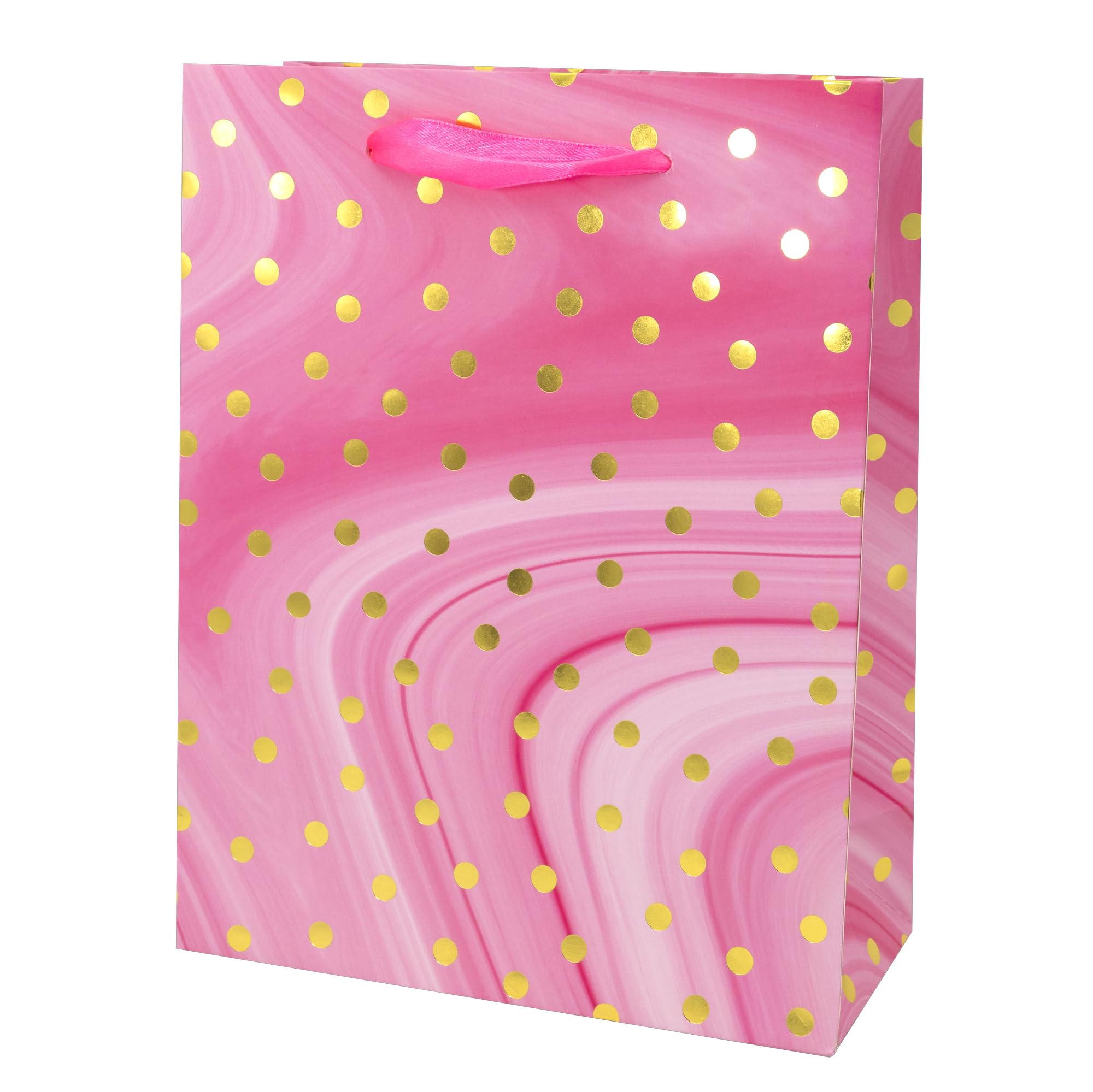 Idena 30377-10 Gift Bags Dot Pack of 10 Gift Bags in Size 18 x 8 x 23 cm Paper Bags in Pink with Gold Dots - Image 2