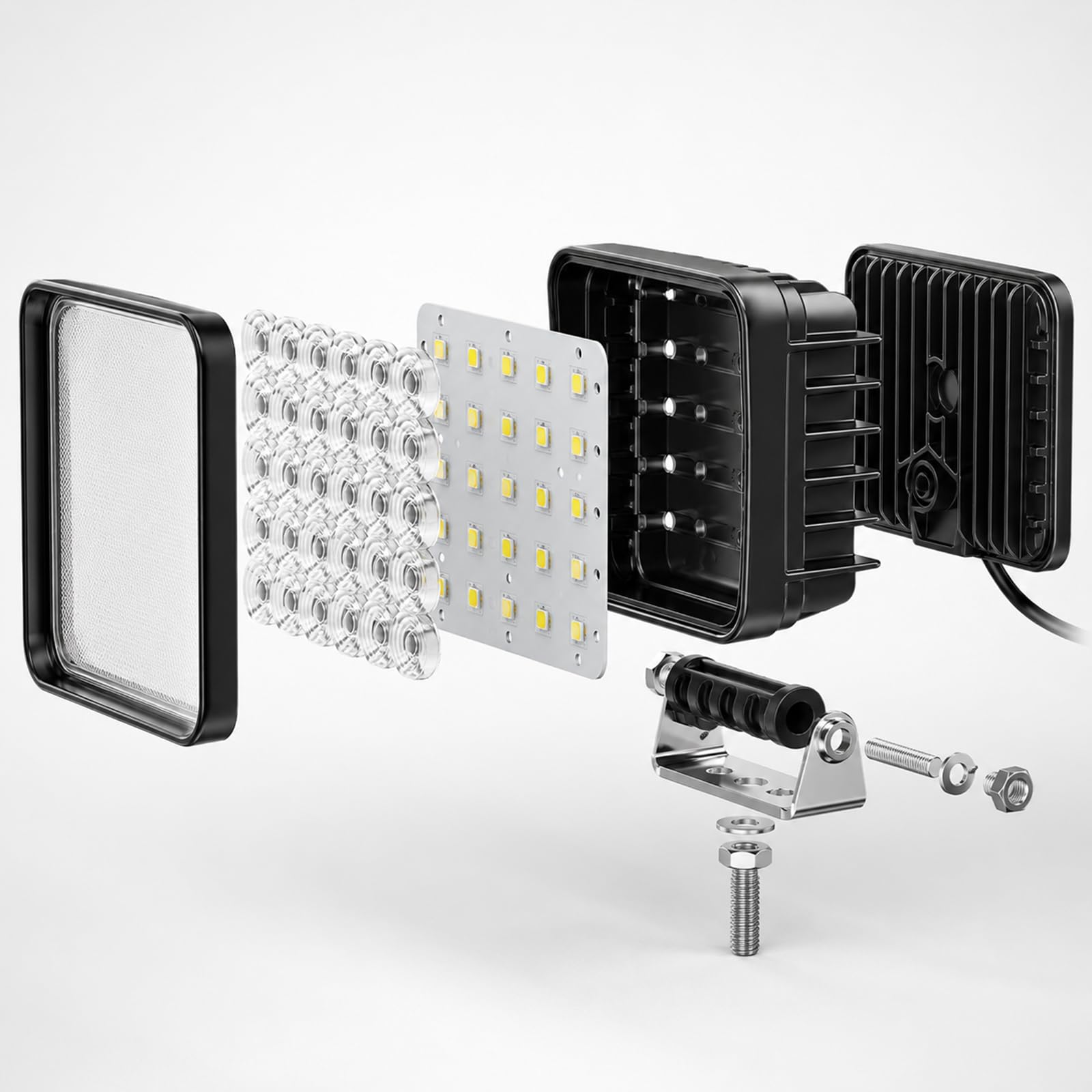 CO LIGHT 6 Zoll Rechteck LED Arbeitsscheinwerfer, 60W 10000LM 12V/24V Zusatzscheinwerfer Für Bagger, Baumaschinen, LKW, Traktor, Landmaschinen.