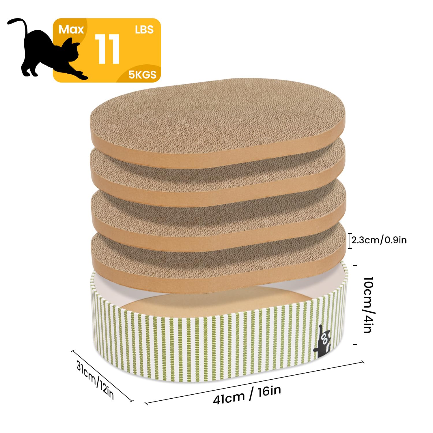 Conlun Griffoir pour Chat avec 4 Planches Grattage, Boîte Grattoir Chat Carton Ondulé Réversible Résistant pour Chats d'Intérieur, Couchage et Mobilier pour Chats, Cadeau pour Chatons, Grand Modèle