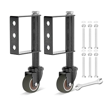 2Packs Silent Gate Wheel 2inch for Wooden Gate, 100-200lbs Capacity, Spring-Loaded Absorbing TPR Rubber Tire Suitable for Interior Doors with Screws & Screwdriver
