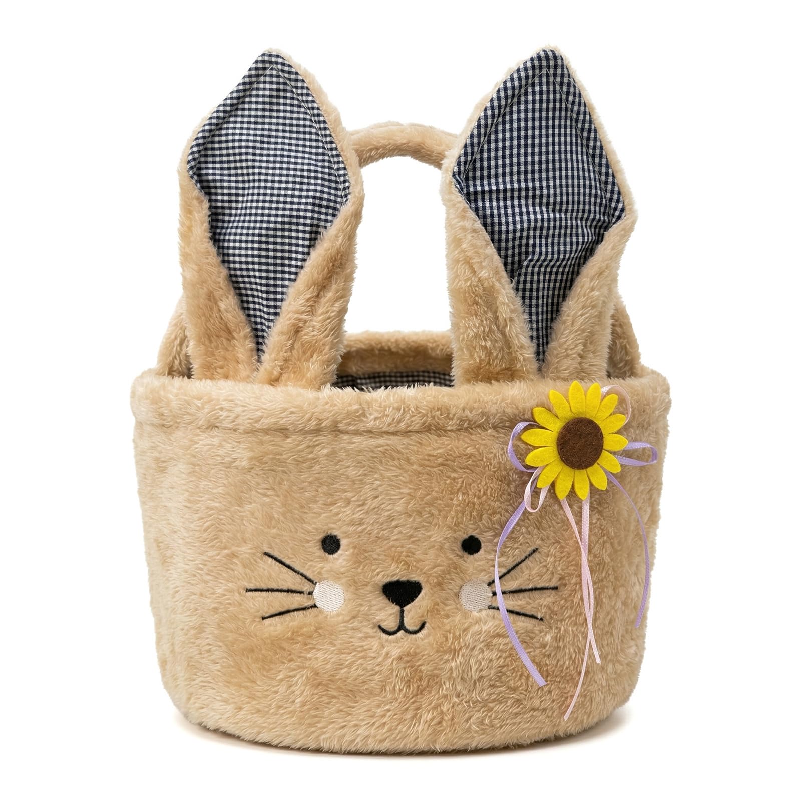 Osterkörbchen kinder Plüschkorb, Osterkorb mit Henkel, Osterkörbe Hasenform für Ostereiersuchen und Osterdekorationen verwendet werden oder zum Befüllen von Geschenken (Braun)