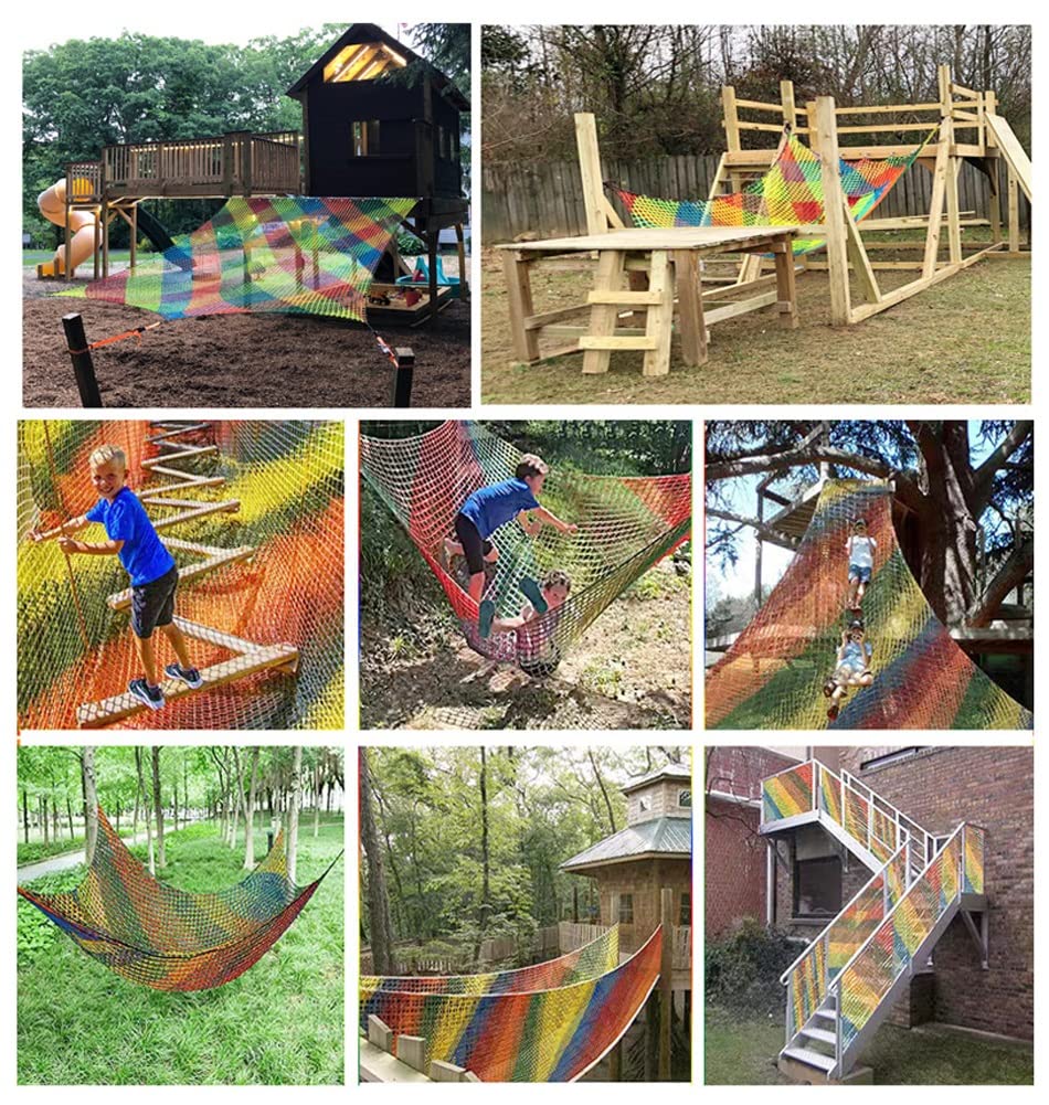 Doppelschichtiges Baumhausnetz für den Außenbereich, Kinderspielplatz, Kletternetz, Zubehör für Baumhaus, anpassbare Unterstützung (2 x 2 m), perfekt für aktives Spielen und Abenteuer