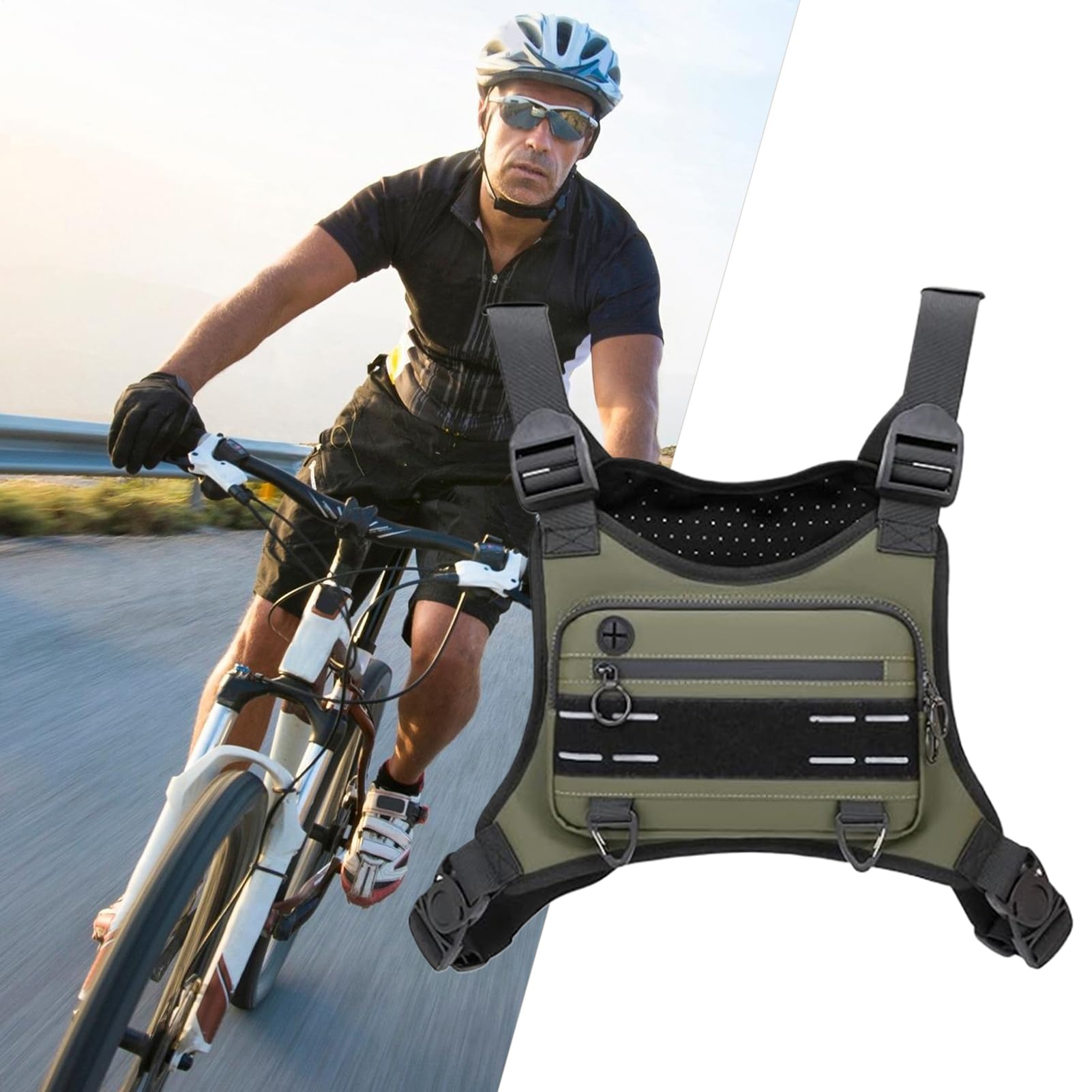Générique Sac De Poitrine Homme, Pack de Poitrine Course avec Porte-Téléphone, Poche Imperméable Réglable pour Randonnée Voyage Extérieur Chasse