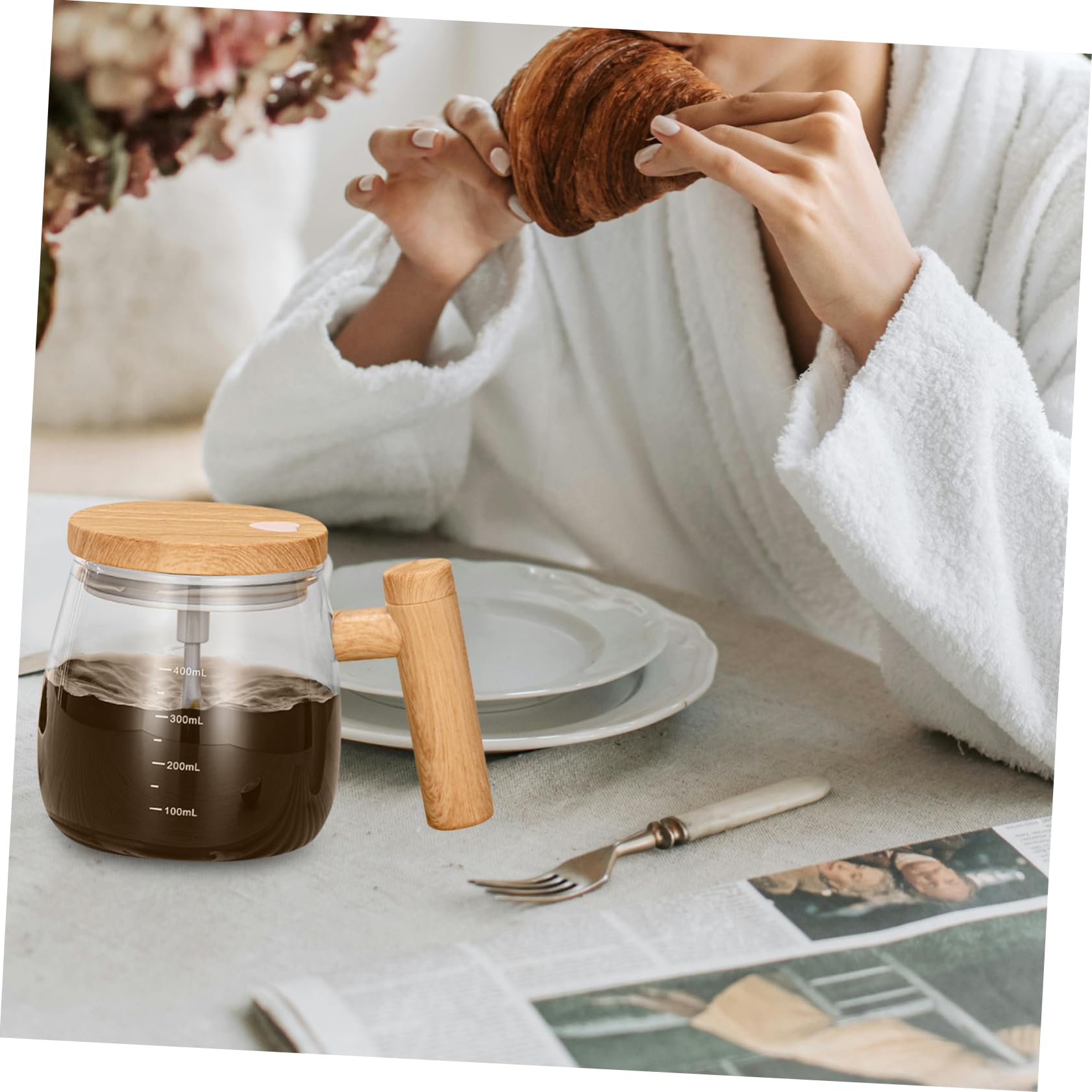 Cabilock Self Stirring Mug Lid Automatic Stirring Cup for Coffee Espresso Easy to Cle