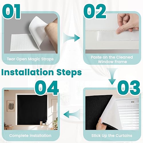 Miniatura 3 de Cinta mágica 100% opaca para ventana, persianas de ventana, cubierta opaca para ventana, sin taladrar, cortinas autoadhesivas, sin barra, ventanas