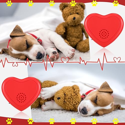 Miniatura 5 de Wettarn 4 unidades de latidos cardíacos para perros en forma de corazón, simulador de chupete de repuesto, latido de corazón rojo para gato, gatito,