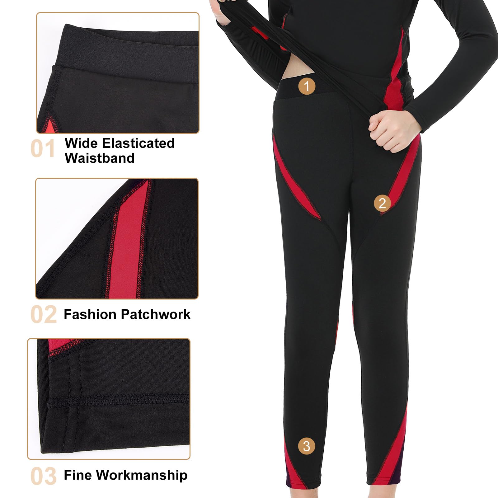 Xnova Intimo Termico Bambino 115-165cm, Biancheria Intima Set Maglia e Pantaloni, Traspirante Riscaldante Base Layer Set Intimi Funzionale per Sonno Corsa Sci Calcio