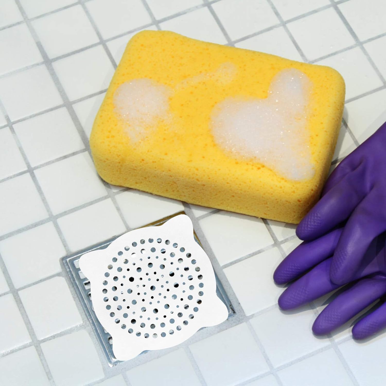 50pcs Cover Stopper Drain One-Off Shower Kitchen Sticker Bathtub Tub Bathroom Stoppers Toilet Home Woven Laundry Paper Hole Floor Catchers Bath Filter Sink Anti-Blocking White (Color : White, Size :