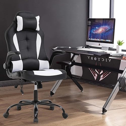 Silla de videojuegos, silla de oficina, silla de computadora con reposacabezas y soporte lumbar, reposabrazos para el hogar, silla ergonómica para