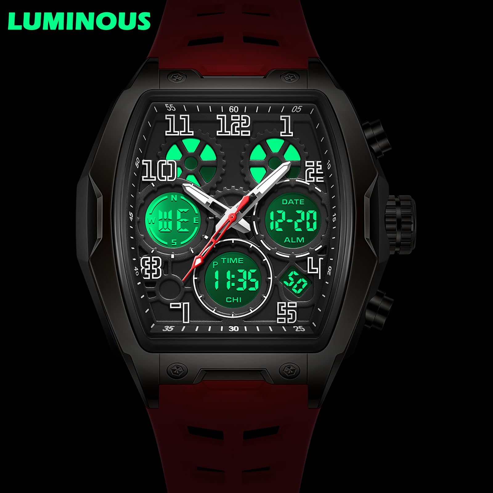 findtime Orologio da polso da uomo grande rettangolare orologio da uomo sportivo cronografo data impermeabile militare designer orologi per uomini cinturino in silicone bianco