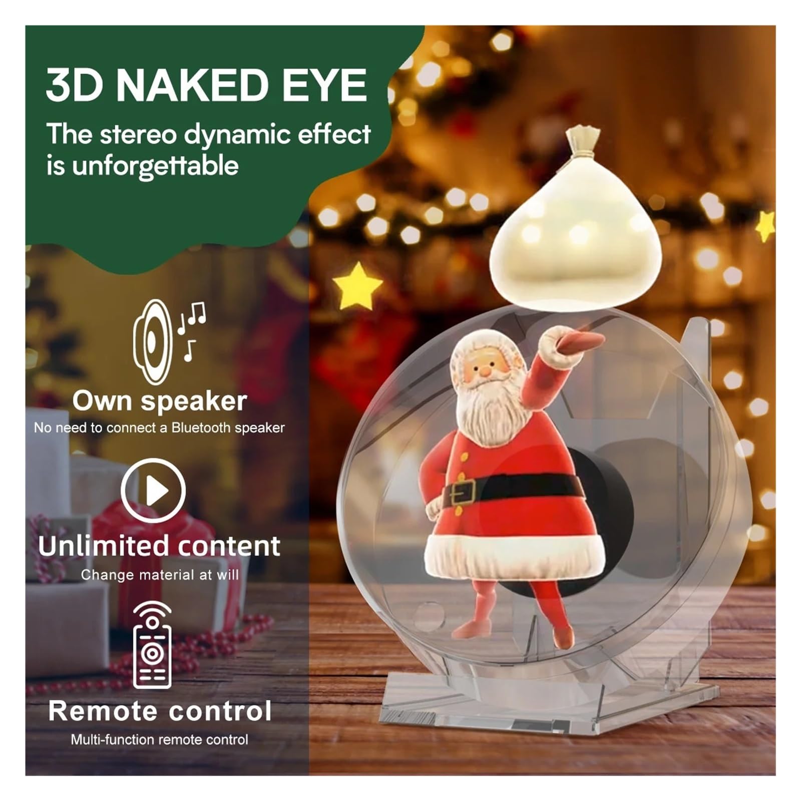 Ventilatore con ologramma 3D Proiettore Olografico 3D Con Telecomando, Ventilatore Da Tavolo, Luci Pubblicitarie Con Gioco, Ventilatore Olografico Con Copertura Trasparente per insegne di negozi azien