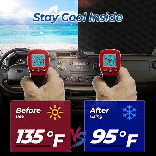 Vista 16 de BougeRV Cubierta de nieve para parabrisas de autocaravana para clase B, Dodge Mercedes Sprinter (2006-2015) para ventana delantera, accesorios