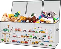 Vista 11 de Caja de juguetes para niños, contenedor de almacenamiento plegable con asas para tapas para niños y niñas, caja organizadora de juguetes grande