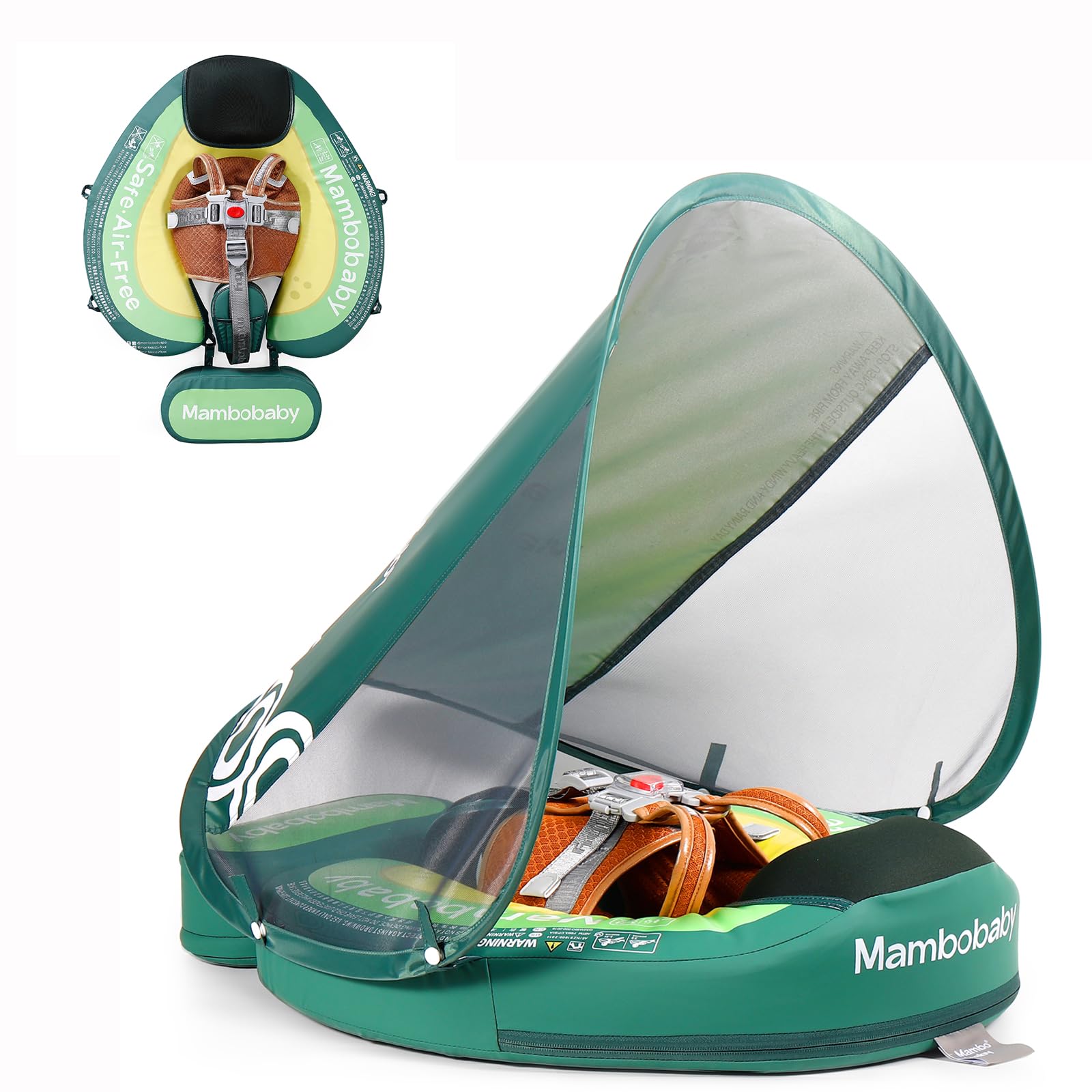 2026 Upgread Mambobaby Baby Pool Float with Canopy Non-Inflatable Solid Upgrade Soft Waterproof Skin-Friendly Fabric Materialfor 3-24 Months Age Boys