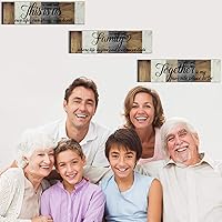 Vista 2 de Jetec Letrero de madera familiar de 3 piezas con texto en inglés "This Is Us", decoración rústica de madera para el hogar, decoración de pared Marrón