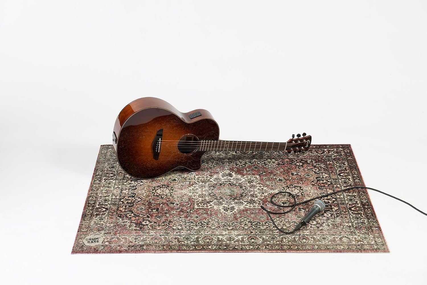 DRUMnBASE Vintage Persian Style Stage Rug, Non Slip Waterproof Rug for Stage or Studio Use to Reduce Vibrations, Classic Worn, 4.26 FT X 3 FT