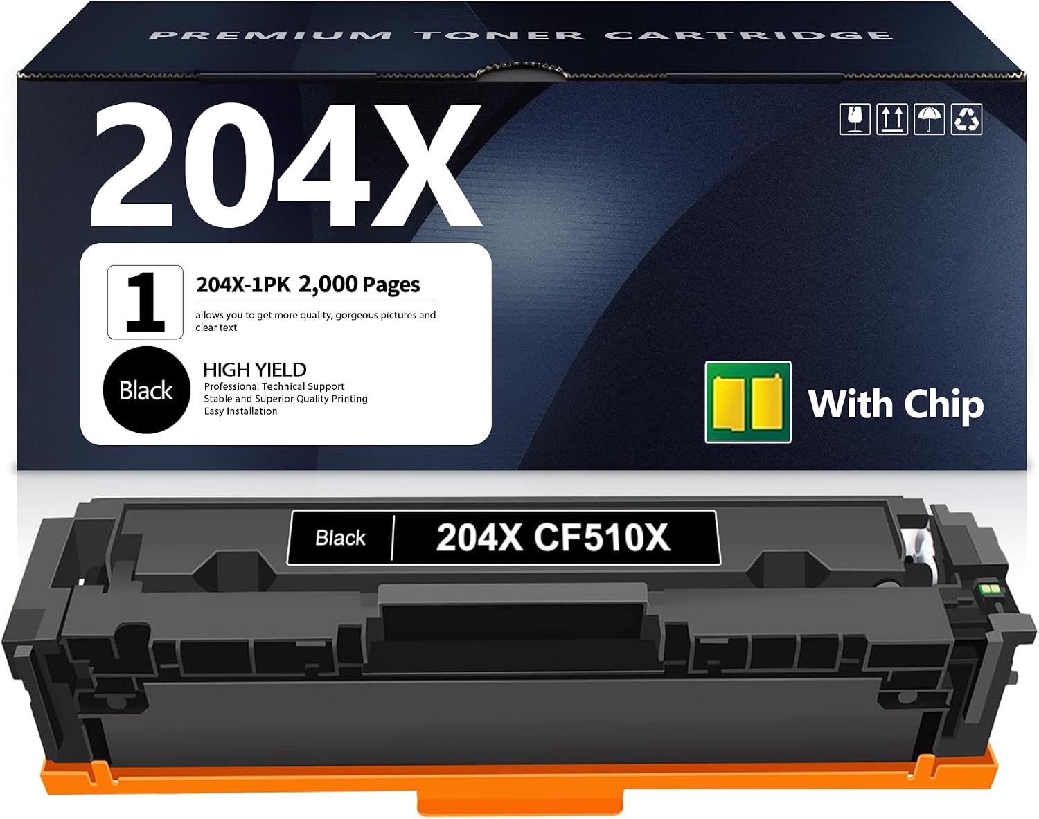 204X Black Toner Cartridges 1 Pack Replacement for HP 204X CF510X Toner Cartridge Color Pro M154a M154nw MFP M180n M181fw M181fdw M180nw Printer