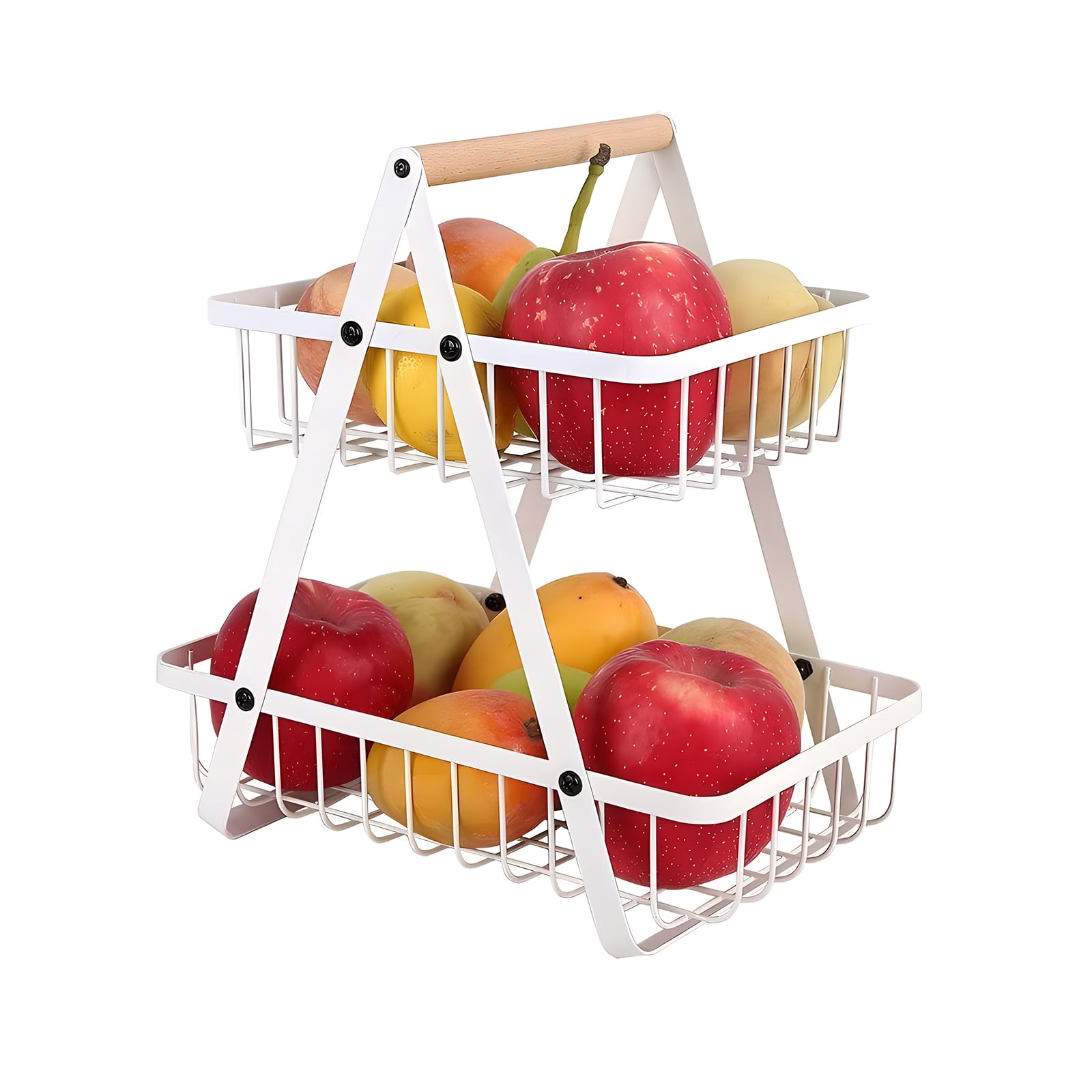 Anhow Corbeille A Fruit, 2 Etages Panier Fruits Et Légumes Détachable Porte Fruits Métal Pour Légumes, Fruits, Collations à La Maison, Cuisine, Bureau - Noir