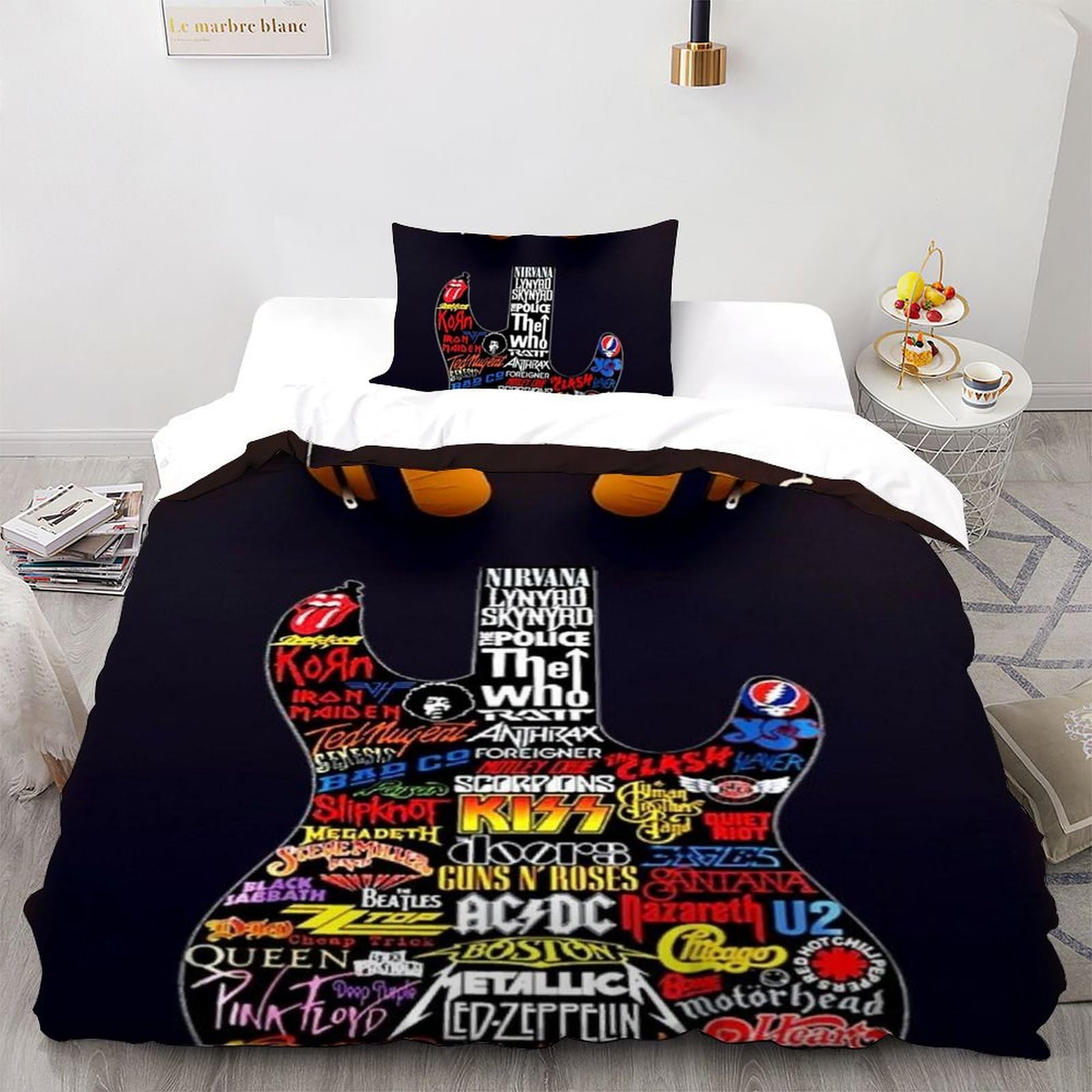 Guitare rock ensemble de literie deux pièces 135x200cm avec 1 taie d'oreiller