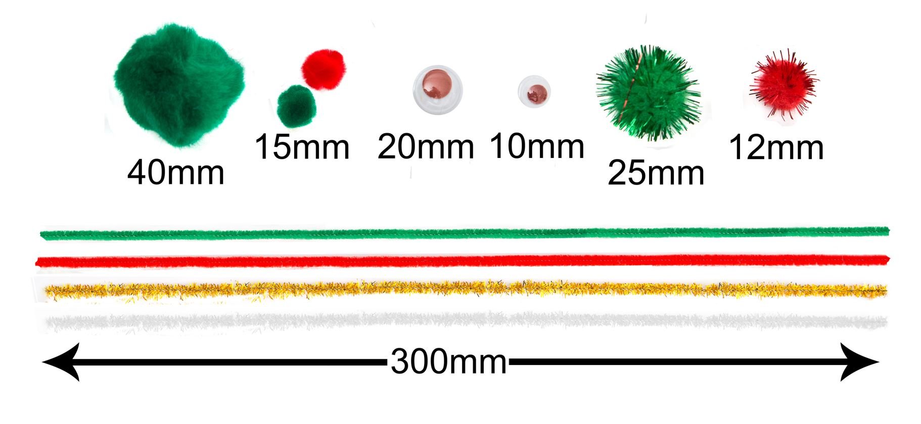 Kit Artigianale per il Natale – Pompon, Scovolini, Occhi Finti in Acrilico e Decorazioni Colorate per il Natale – 312 Pezzi - Addobbi Natalizi Fatti A Mano - Decorazioni Natalizie Fai Da