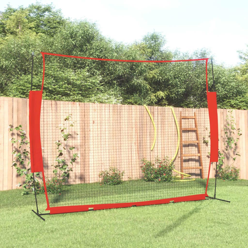 vidaXL Baseball Netz, Tragbares Übungsnetz für Baseball Training, Baseball Rebounder Netz für Hof Rasen, Trainingsnetz für Erwachsene Kinder, Rot Schwarz Stahl Polyester