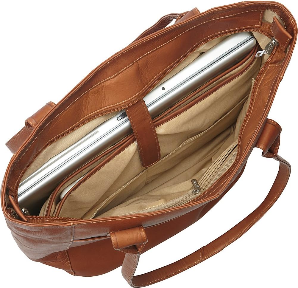 Piel Leather XL Laptop Tote Bag, Saddle, One Size