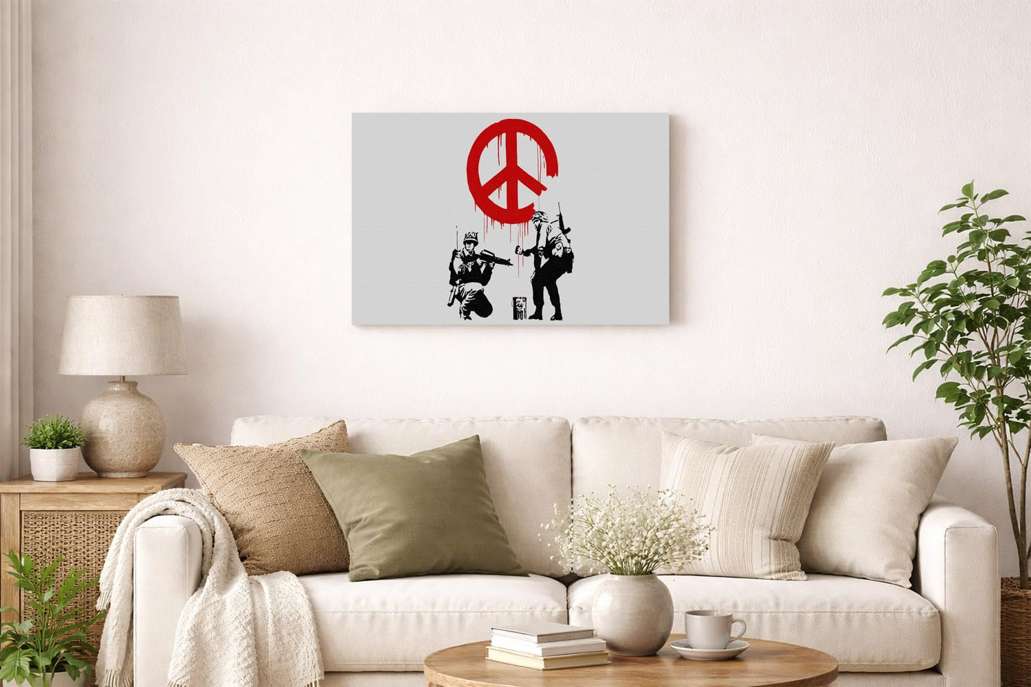 Wall Art | Printed MDF Wall Painting|Home Decor for Living Room, Bedroom, Office, Study (22x14inch) - Banksy Peace