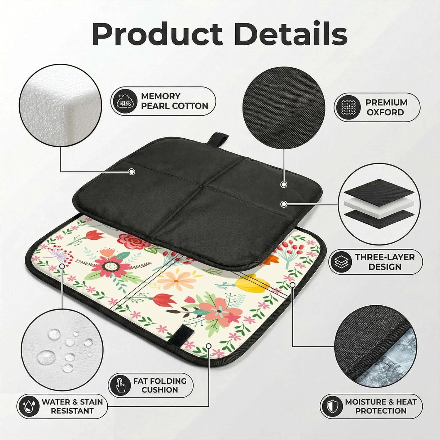 Sitting Pad Backpacking Seat Cushion Lightweight Sit Pads Foldable Stadium Seat Pad Waterproof Portable Hiking Seat Mat for Outdoor Camping Travel Airplane Climbing with Hook image 4
