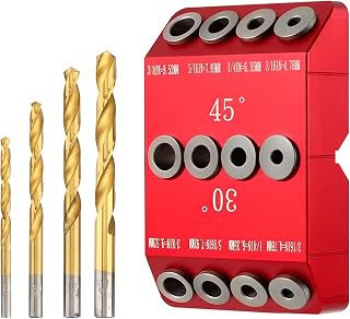 Fxippxz 30 45 90 Angled Drill Guide Jig for Cable Railing Lag Screw Kit Wood Post, Drilling Degree Angle and Straight Holes, Durable All Metal Drill Jig for Railing Deck Stair Handrail