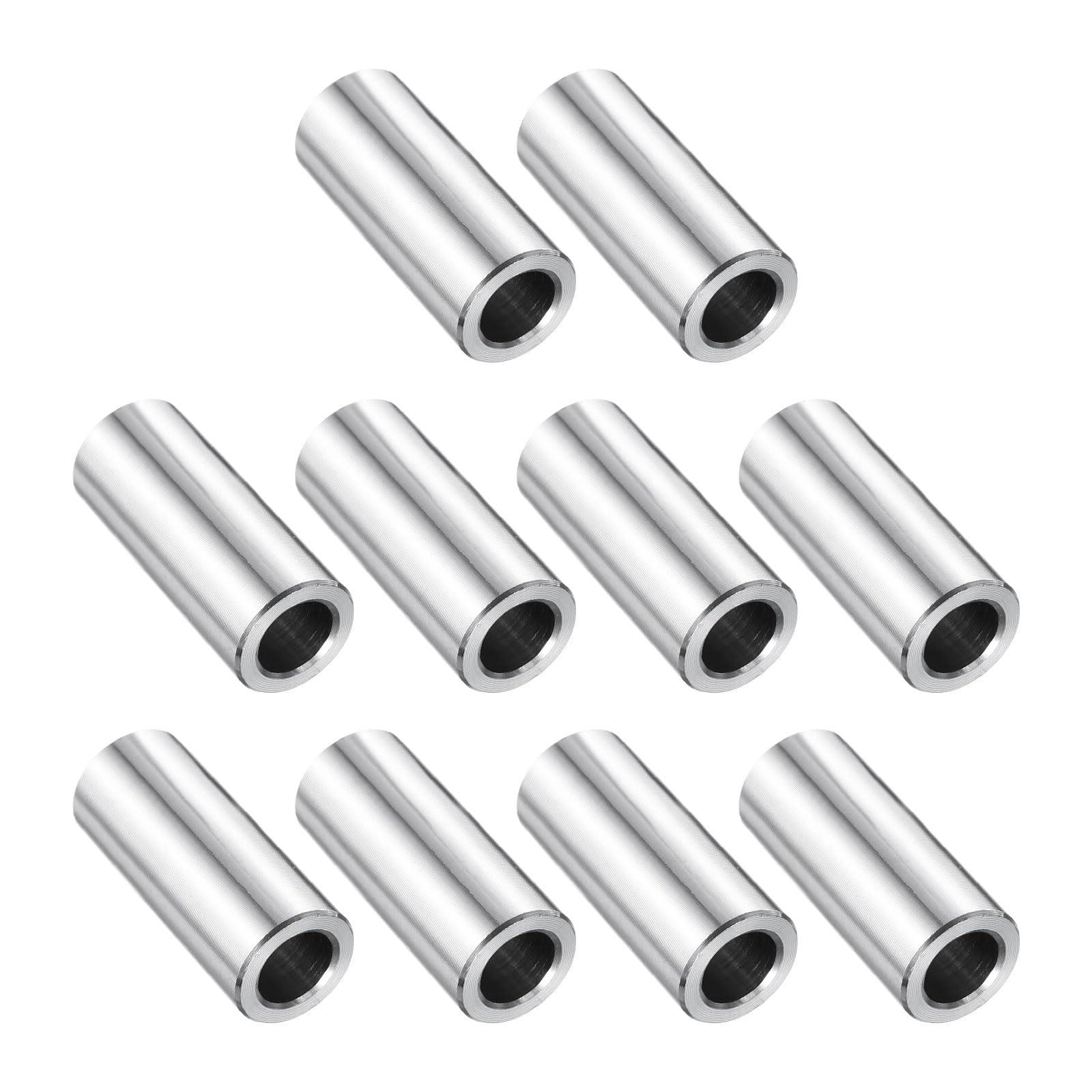 uxcell 10 Pcs Stainless Steel Spacer 5/16" Bore x 1/2" OD x 1-1/16" Length Screw Bushing Plain Finish Round Metal Spacer for 5/16" Screws Bolts and Rods