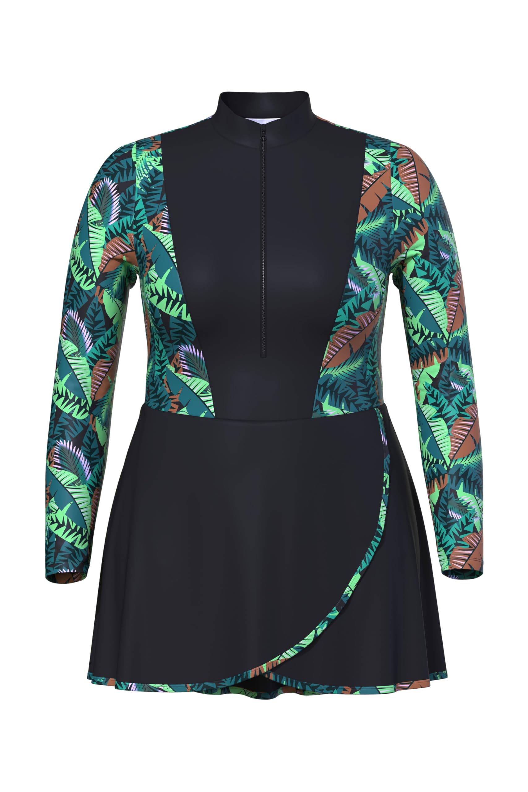 Ulla Popken Strój kąpielowy jednoczęściowy Kobiety Badekleid Naomi, Schößchen, Jungleprint