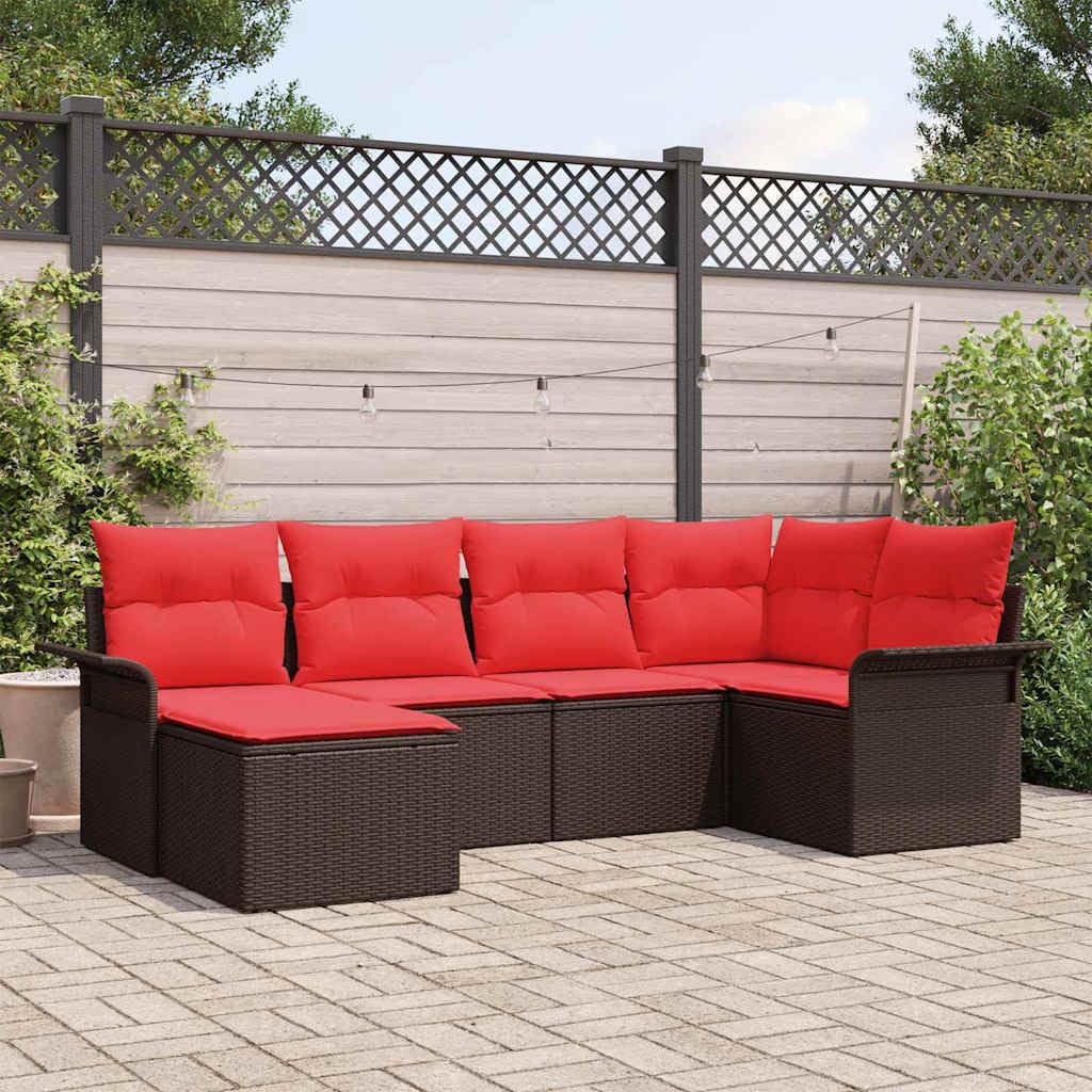 Hothingwell Sofa ogrodowa 6 szt. Brązowy polirattan