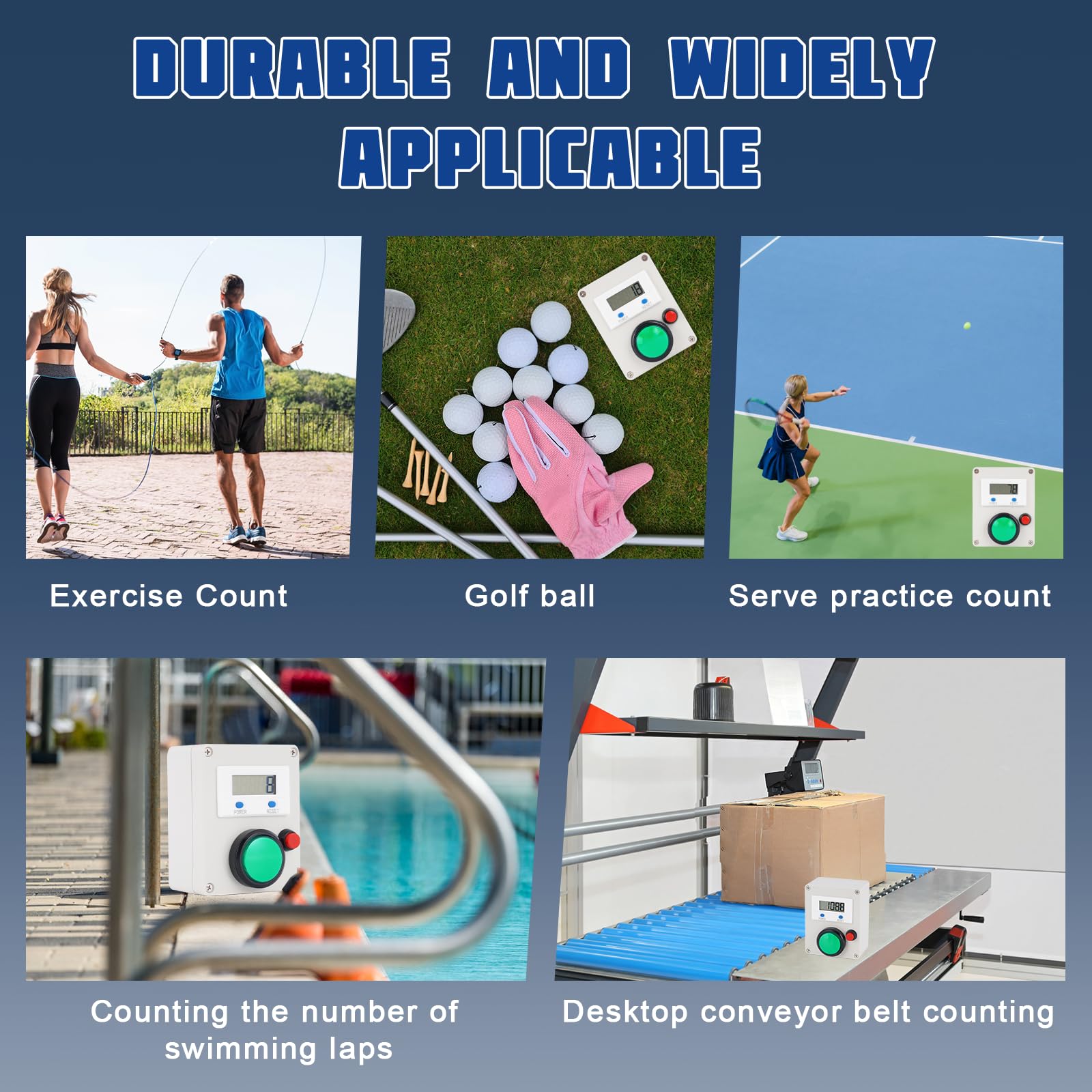 JIAWANSHUN Digitaler LED-Aufwärtszähler, 5-stelliger Druckknopf-Zähler mit Reset und Pause, automatische Abschaltung und Datenspeicherung, digitaler Rundenzähler für Schwimm-Runden-Tracker