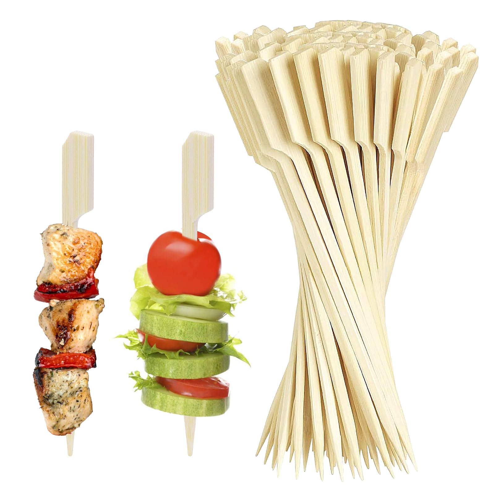 Brochettes en Bambou de 9 cm, 200 Pics en Bambou de Cocktail Brochettes pour Apéritif, Brochette en Bois Bâtonnets pour Cocktails, Fruits, Sandwichs