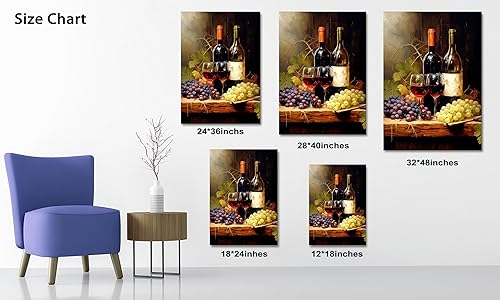 Miniatura 83 de Hzddty Lienzo decorativo para pared, diseño rústico de cocina, vino tinto y pan, cuadros de comida para decoración de pared, impresiones de pintura