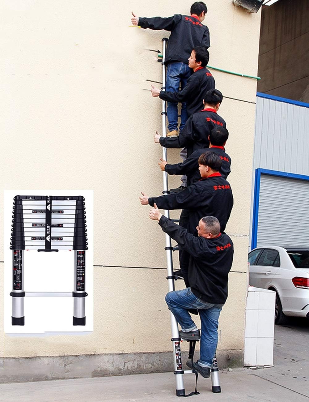 5.5ft16ft Telescoping Ladder Portable Aluminum Telescopic Extension Tall Multi Purpose，EN131 Certified, 330Lb Capacity Easy to Store and Easy to Carry (Size : 2.0m(6.5ft)) Star of Light