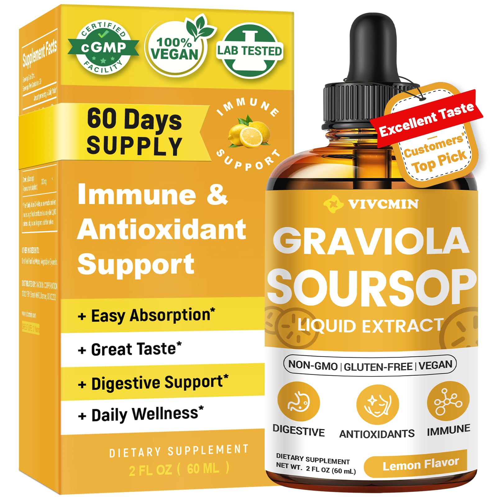 Soursop Bitters Liquid Graviola Leaf Extract 2 Fl Oz – Lemon Flavor